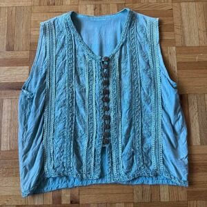 boho fairy detailed button down tank